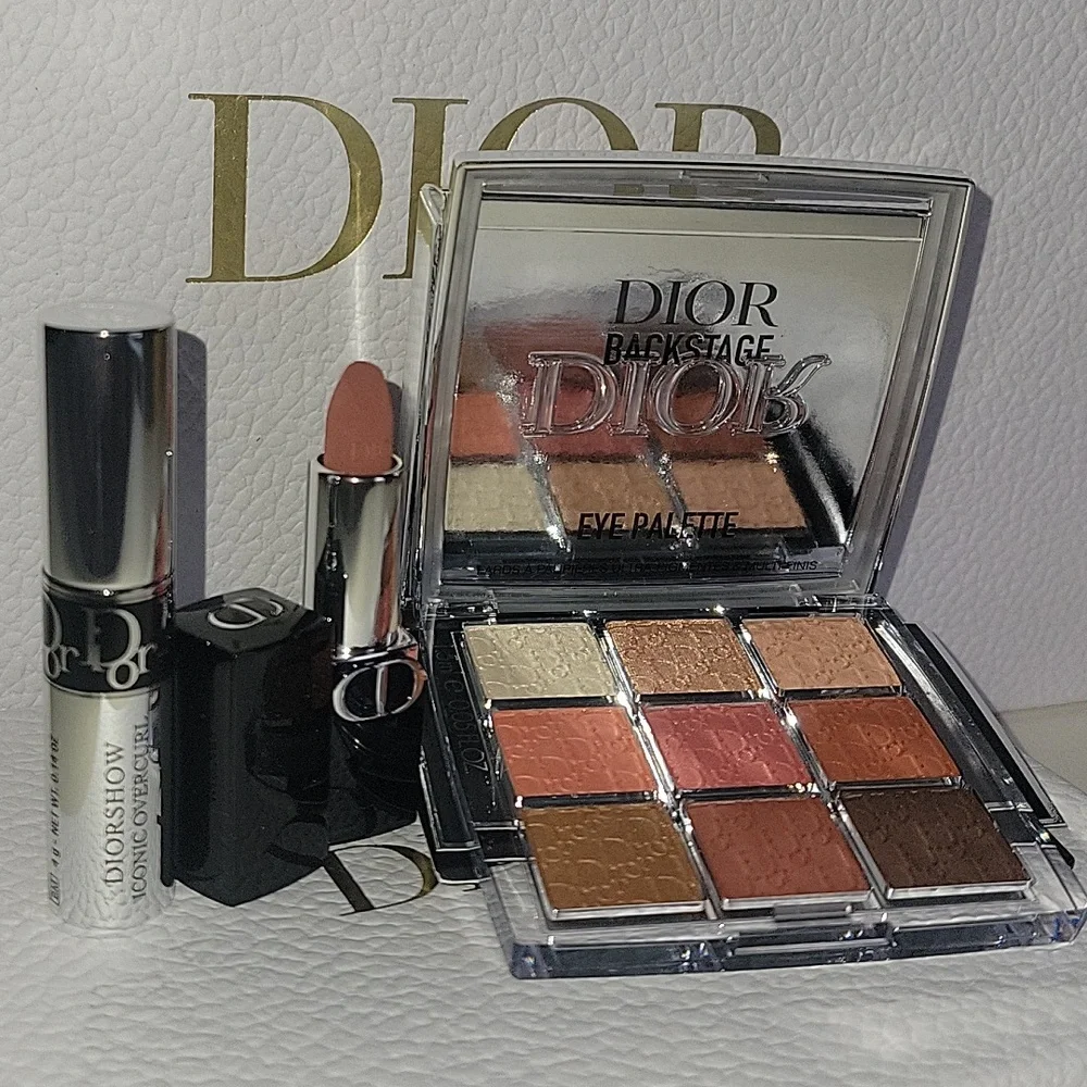 Dior Backstage Eye Palette & Nude Rose Lipstick - Warm Brown, Coral, Gold - Picture 7 of 11